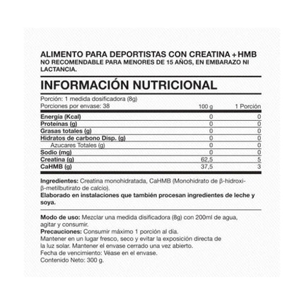 Creatina + HMB 3000mg, 300 grs.