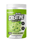 Tasty Creatina Monohidratada, En Polvo, Sabor Gomitas Manzana Verde, 300grs