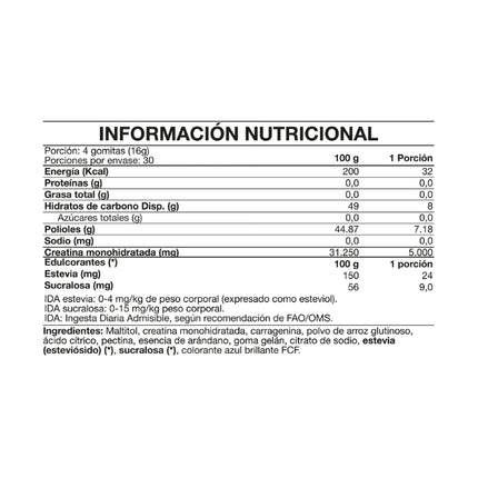 Tasty Creatina Monohidratada, Sabor Blueberry, 120 gomitas