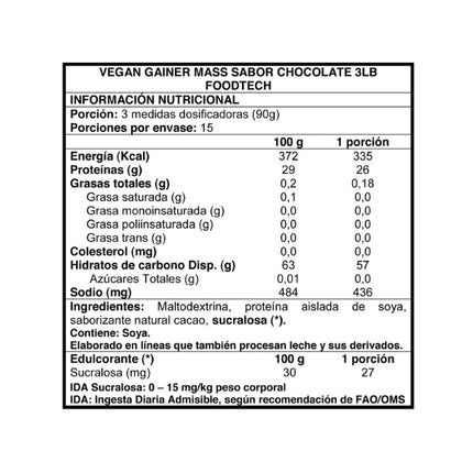 Vegan Gainer Mass, Ganador de Peso, Sabor Mix Berries, 3 lbs