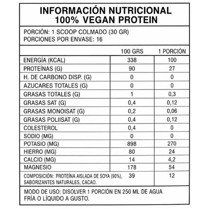 Vegan Protein, Sabor Vanilla Ice Cream, 1lbs, 480 grs.