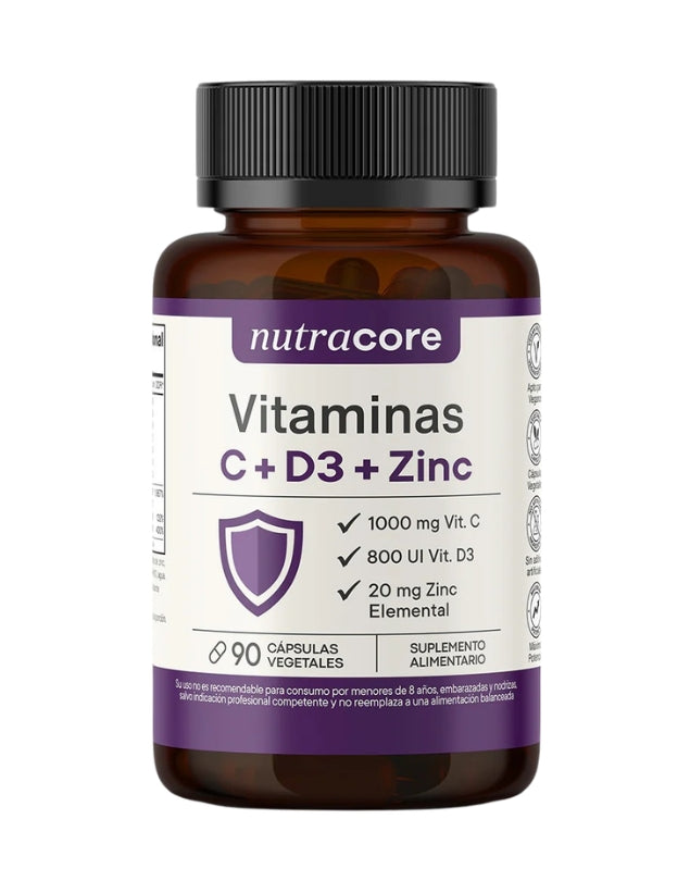 Vitaminas C + D3 + Zinc, 90 caps