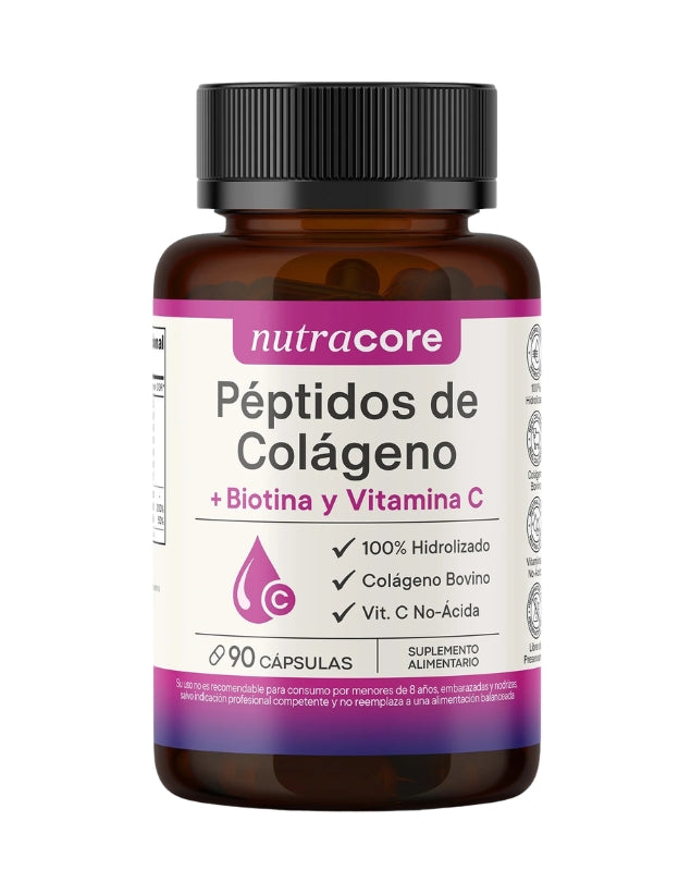 Peptidos De Colageno + Biotina + Vitamina C, 90 caps.