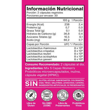 Probioticos Mujer 40 Billones, 60 caps