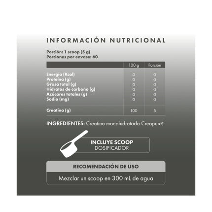 Creatina Monohidratada, Sin Sabor, 300 gr