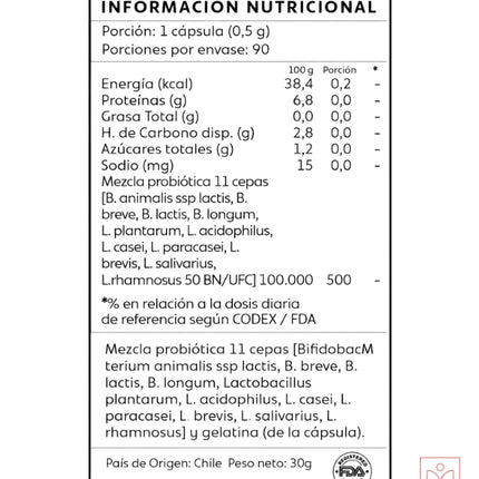 Probioticos 11 Cepas, 90 caps.