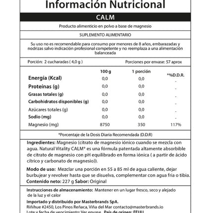 CALM, Citrato de Magnesio en Polvo, Sin Sabor, 227 gr