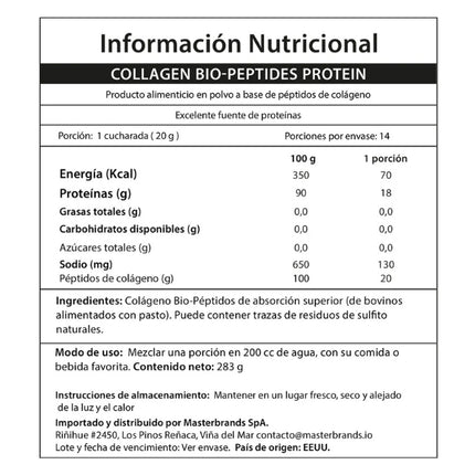 Colageno BioPeptidos Proteina Grass Fed Polvo, 283gr