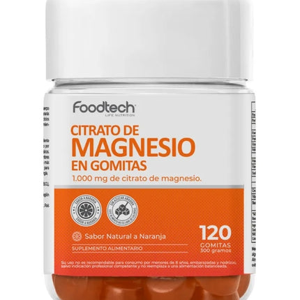 Citrato De Magnesio,Sabor Naranja, 1000mg, 120 gomitas