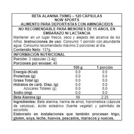 Beta Alanine, 750 mg, 120 caps