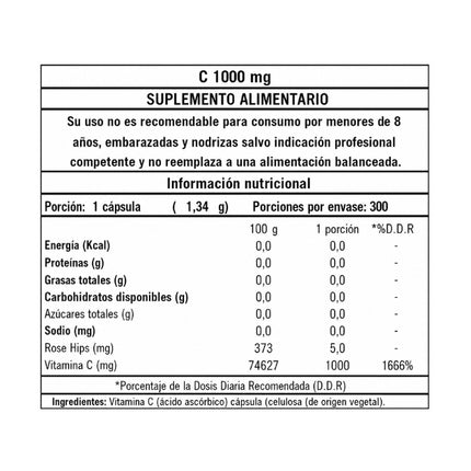 Vitamina C, 1000mg, 300 caps