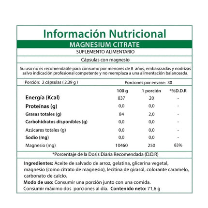 Citrato de Magnesio, 250mg, 60 softgel