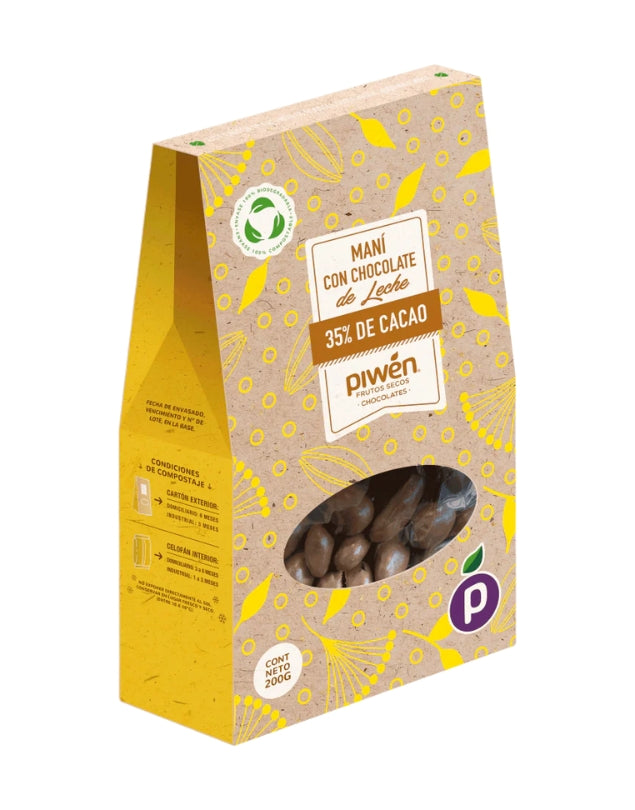 Mani Cubierto Chocolate Leche, 35% de Cacao, 200 g.