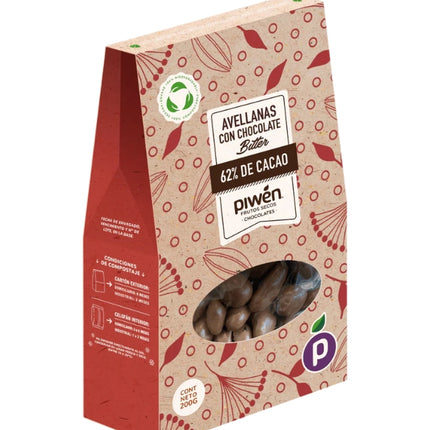 Avellanas Cubierta Chocolate Bitter, 62% de Cacao, 200 gr