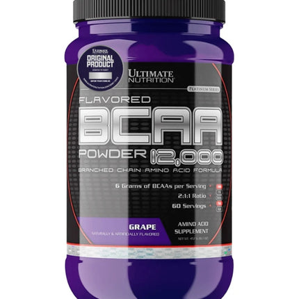 BCAA Powder 12000, Aminoacidos, En Polvo, Sabor Uva, 457 gr