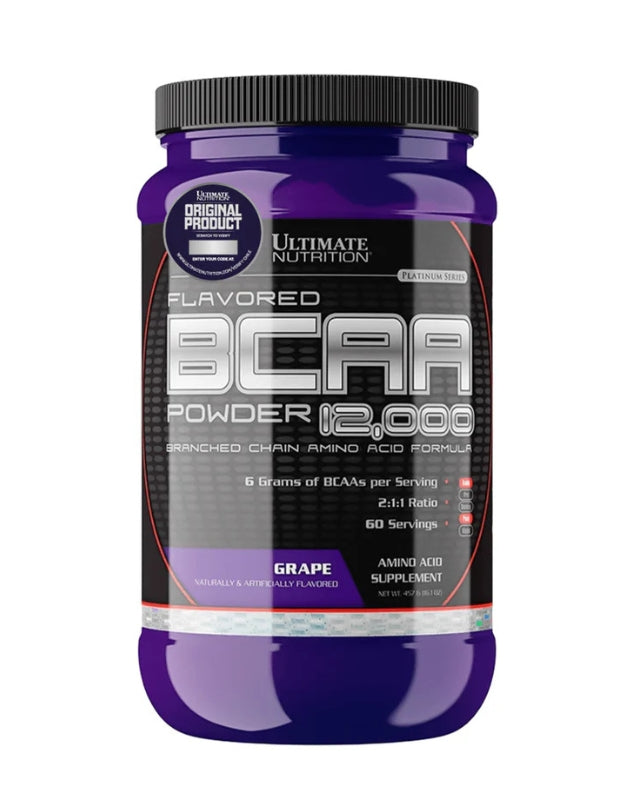 BCAA Powder 12000, Aminoacidos, En Polvo, Sabor Uva, 457 gr