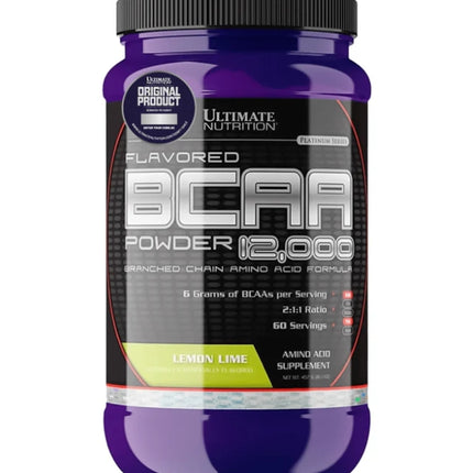 BCAA Powder 12000, Aminoacidos, Sabor Limon, 457 gr