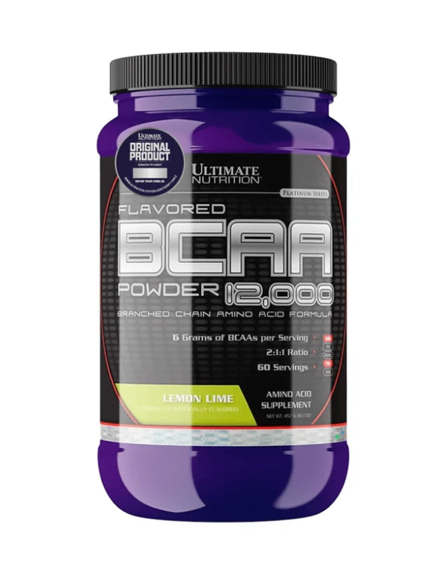 BCAA Powder 12000, Aminoacidos, Sabor Limon, 457 gr
