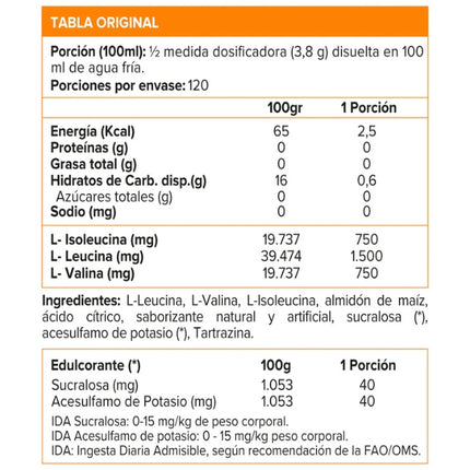 BCAA Powder 12000, Aminoacidos, Sabor Limon, 457 gr