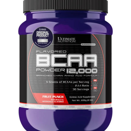 BCAA Powder 12000, Aminoacidos, Sabor Fruit Punch, 288 gr