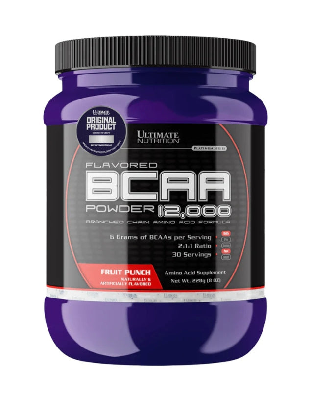 BCAA Powder 12000, Aminoacidos, Sabor Fruit Punch, 288 gr