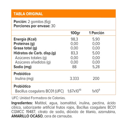 Probioticos + Fibra, Sabor Berries, 60 gomitas