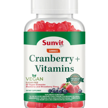 Cranberry + Vitaminas, Sabor Berries, 60 gomitas