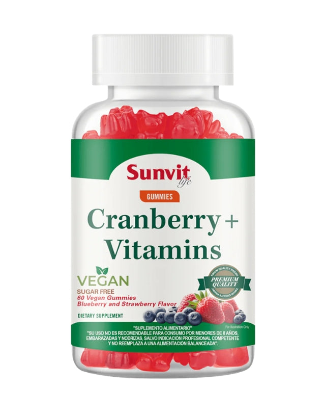Cranberry + Vitaminas, Sabor Berries, 60 gomitas