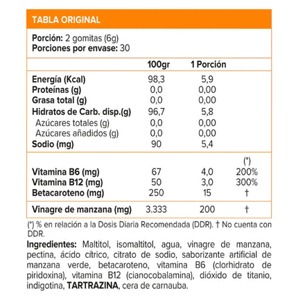 Vinagre Manzana + Vitaminas, Sabor Manzana, 60 gomitas