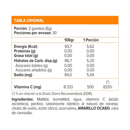 Vitamina C 500mg, Sabor Naranja, 60 gomitas