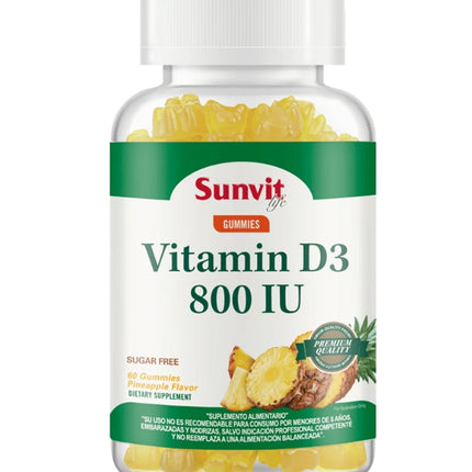 Vitamina D3 800UI, Sabor Piña, 60 gomitas