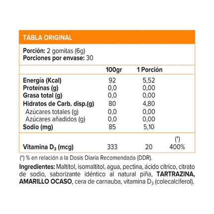 Vitamina D3 800UI, Sabor Piña, 60 gomitas