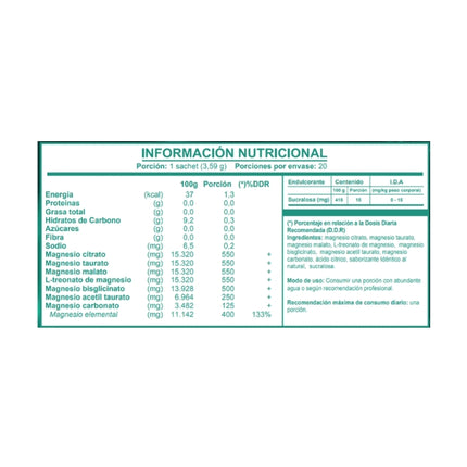 Heptamagnesio, Sabor Durazno, 20 Sachets