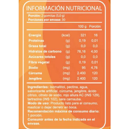 Turmeric + Ginger, Sabor Naranja, 60 gomitas