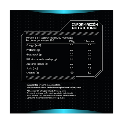 Creatina Monohidratada, Sin Sabor, 200 Porciones, 1kg