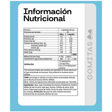 Melena de Leon, Sabor Frutilla, 60 gomitas