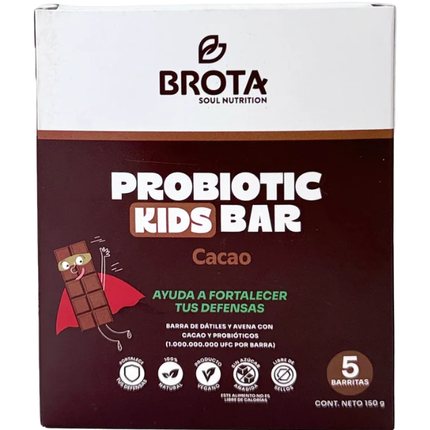 Pack de 5 barras Probiotic Kids Bar, Sabor Cacao