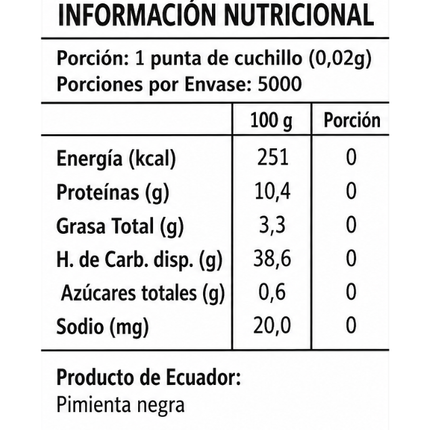 Molinillo con Pimienta Negra, 100 g