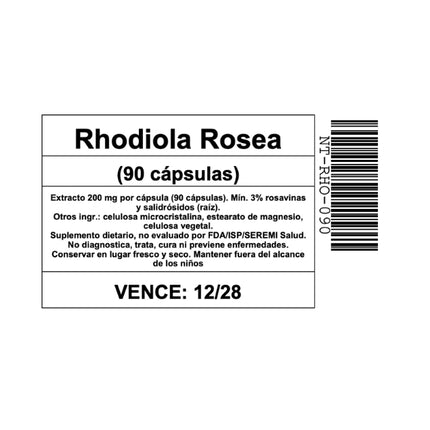 Rhodiola Rosea, Concentracion, 90 caps.
