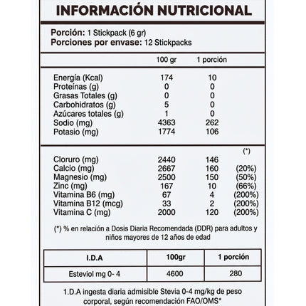 Electrolitos En Polvo, Sabor Naranja, 12 Sticks