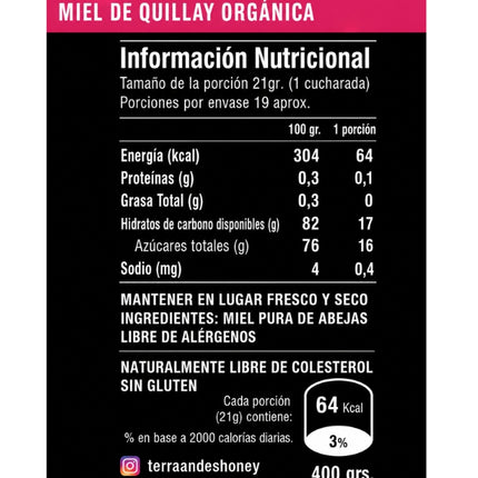 Miel De Quillay Organica, 400g
