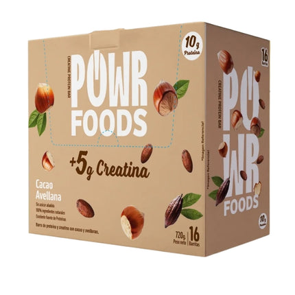 Barras Proteina + Creatina 5g, Sabor Cacao Avellana, 16uni
