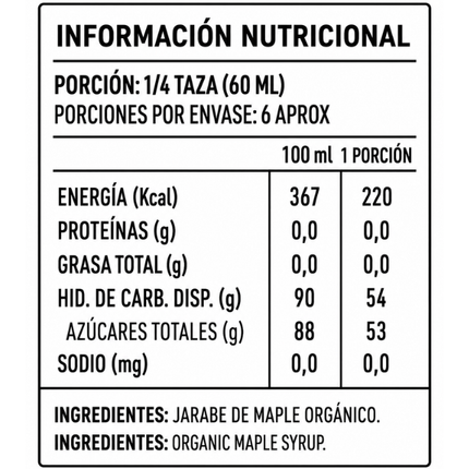 Jarabe de Maple Orgánico, 375 ml