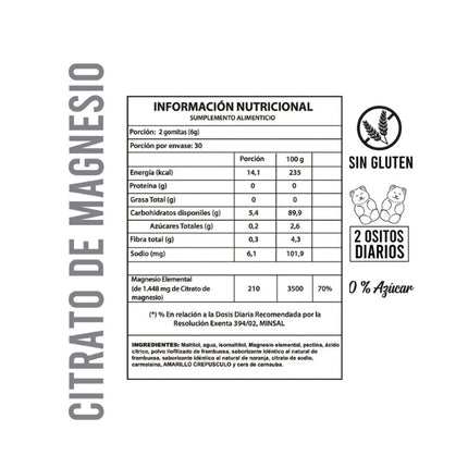 Citrato de Magnesio, Sabor Frambuesa Limon, 210 mg, 60 gomitas