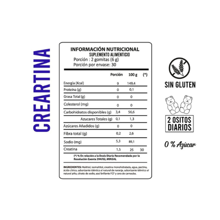 Creatina Monohidrato, 180g, 60 gomitas