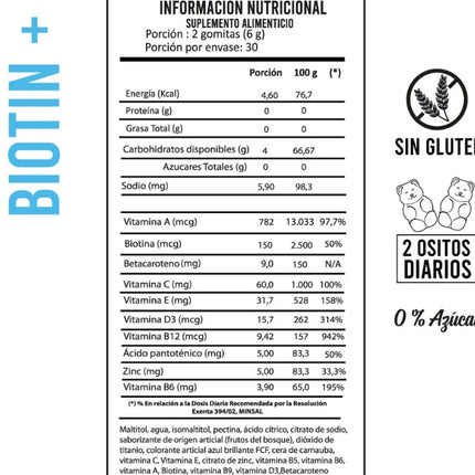 Biotin Gummies, Betacaroteno, Sabor Berries, 180g, 60 gomitas
