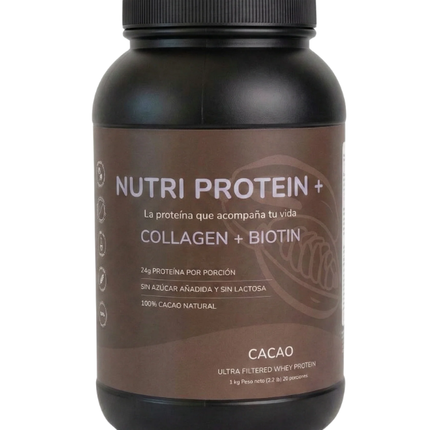 Nutriprotein, Proteina Whey, Colageno, Biotina, Sabor Cacao, 1kg