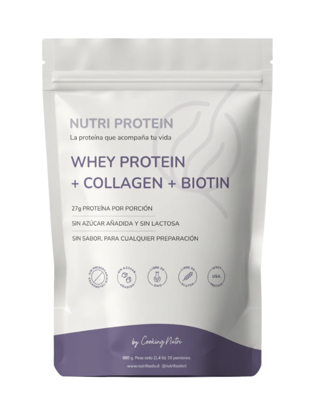 Nutriprotein, Proteina Whey, Colageno, Biotina, Sin Sabor, 20 Porciones, 660g