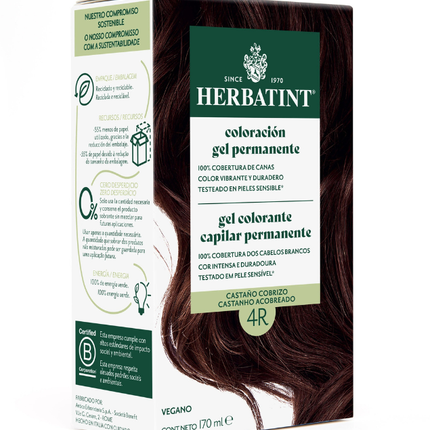 Tintura Permanente Natural, Castaño Cobrizo, 4R. 170 ml