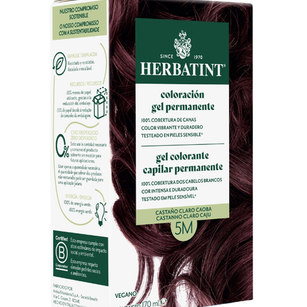 Tintura Permanente Natural, Castaño Claro Caoba, 5M. 170 ml